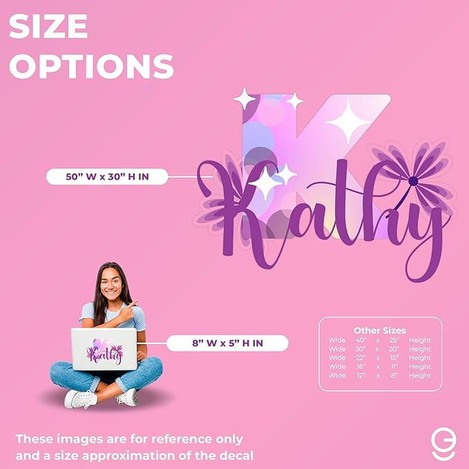 CRYPTONITE Custom Stickers Name Wall Decor with Purple Flower | Custom Name & Initial for Purple Wall Decor | Flower Wall Decals for Bedroom Decor I Custom Decal for Baby Girl Nursery Decor(E. Floral)-CubbioJoy