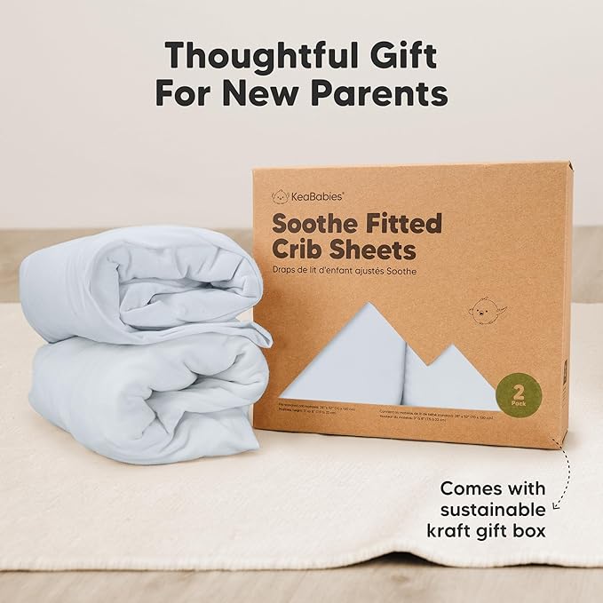 KeaBabies 2-Pack Organic Crib Sheets for Boys, Girls - 52x28 Fitted Crib Mattress Sheet Neutral, Breathable Jersey Cotton Cover for Baby Bed, Toddler Mattress, Soft & Cute Prints (Hazy)-CubbioJoy