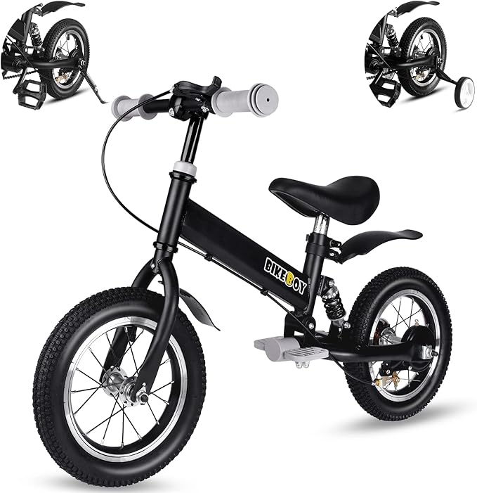 Balance Bike 2 in 1,The Dual Use of a Kids Balance Bike and Kids Bike,12 14 Inches for 2-6 Years Old,with Shock Absorbers, Fenders, Pedals, Auxiliary Wheels-CubbioJoy