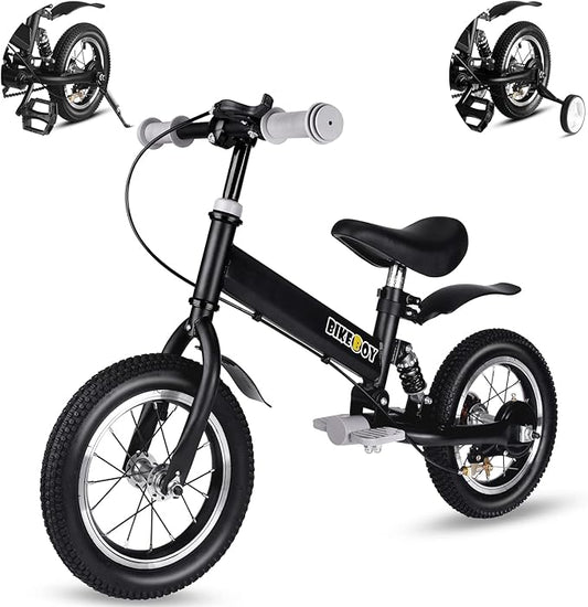 Balance Bike 2 in 1,The Dual Use of a Kids Balance Bike and Kids Bike,12 14 Inches for 2-6 Years Old,with Shock Absorbers, Fenders, Pedals, Auxiliary Wheels-CubbioJoy