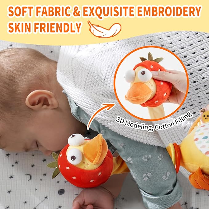 Jollybaby Plush Talking Singing Dancing Musical Strawberry Duck Toy for Toddlers 1-3 Just Like Cactus Toy, Music Mimicking Interactive Toys for Crawling Kids, Sensory Gift for Baby 0-6-12 Month-CubbioJoy