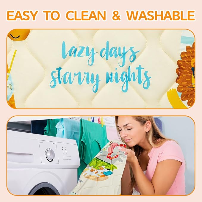 Baby Play Mat - Thicken 50x50 Inch Soft Foam Crawling Mat for Playpen & Floor, Non-Slip Waterproof Playmats for Infants & Toddlers, Portable Foldable & Machine Washable, Beach Animals-CubbioJoy