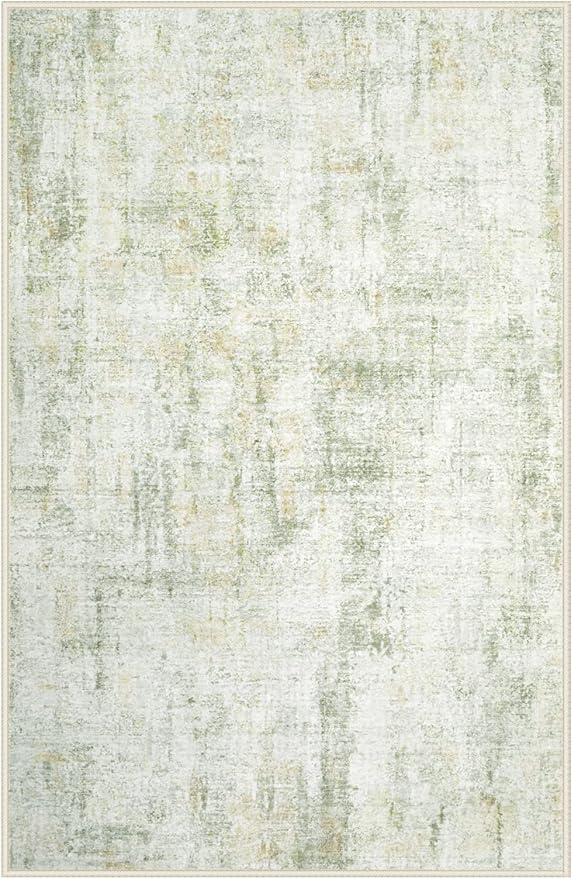 Area Rugs 8x10 Living Room: Washable Rug Modern Abstract Large Rugs Soft Non Slip Neutral Rug Stain Resistant Indoor Carpet for Bedroom Kitchen Dining Room Home Office Rugs(Green Brown,8'x10')-CubbioJoy