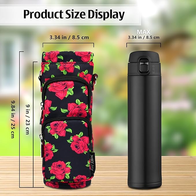 Betsey Johnson Insulated Water Bottle Pouch Holder Carrier Crossbag with Adjustable Shoulder Strap - Lightweight Polyester Accessories with Pockets Good for Hiking Sports-CubbioJoy