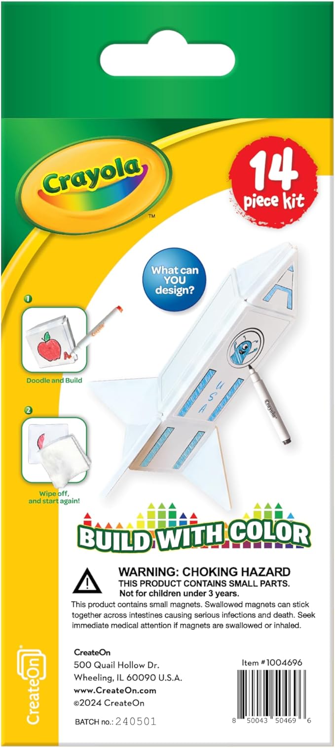 CreateOn Crayola Doodle Magnetic Tiles, Building Set for Kids, Magnetic Building Toys for Kids, STEM Travel Toys for Boys and Girls Ages 3+, 14-Piece Set (Doodle)-CubbioJoy