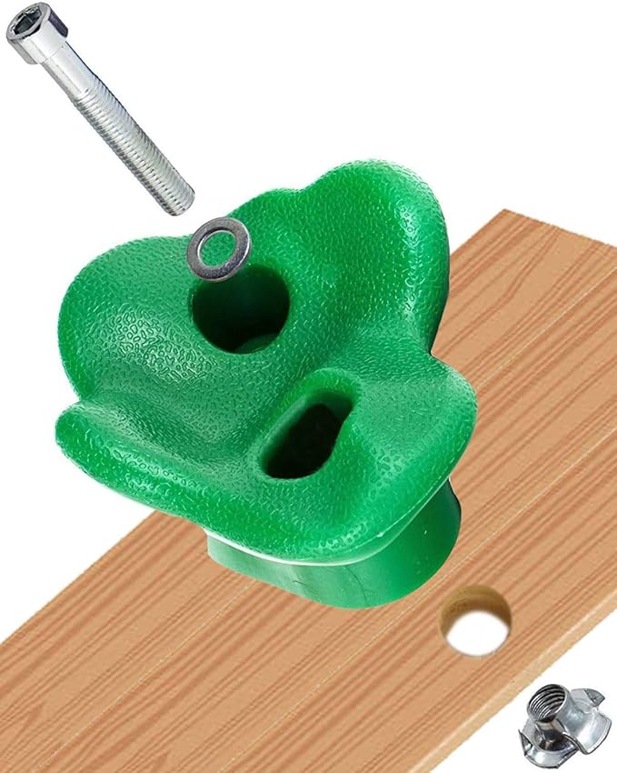 25 Pcs Colourful Pig Nose Shape Rock Climbing Holds with Blue & Green Auxiliary Handles, Indoor Outdoor Playground Wooden Play Set Build Exercise Toy Accessory - Mounting Hardware Kit Included-CubbioJoy