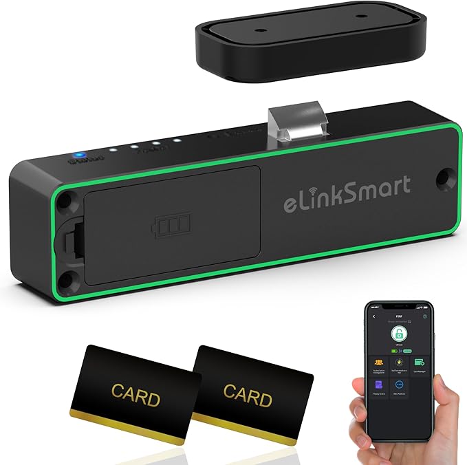 Anweller Smart Cabinet Lock, Hidden No Drill Keyless Electronic Digital Bluetooth RFID Magnetic Child Safety Baby Proofing Drawer Lock for Cupboard Closet Liquor Adults Secret Cabinets - Black Green-CubbioJoy