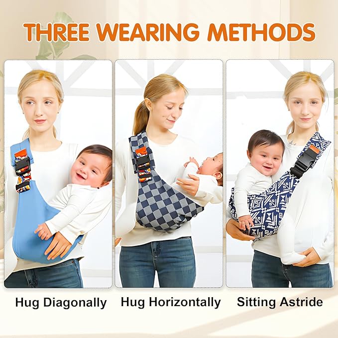 Baby Sling Carrier,Toddler Carrier,Upgraded 2025 Baby Sling with 4 Adjustable Straps(10-30lbs),Lightweight,Portable and One Size Fits All(Blue)-CubbioJoy