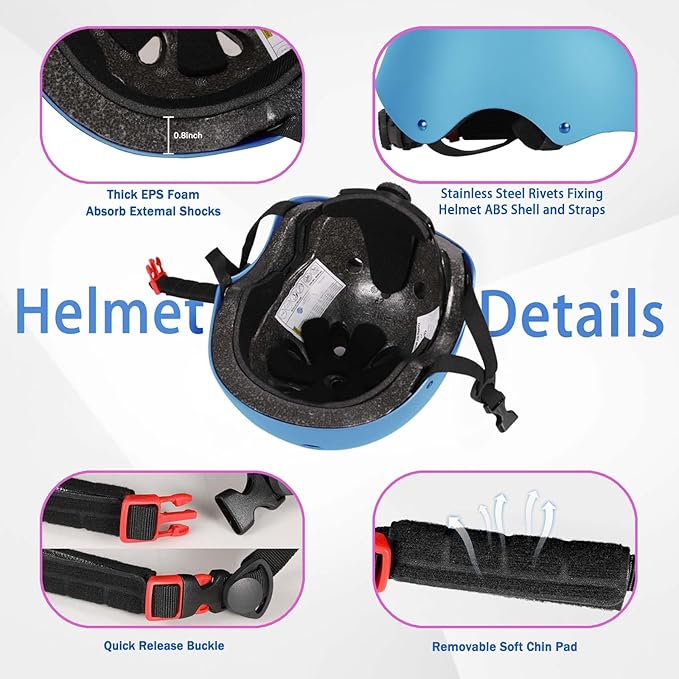 Kids Bike Helmet Set Adjustable Helmet for Ages 3-15 Kids Toddler Boys Girls Youth, Multi-Sport Bicycle Skateboarding Football Rollerskating Scooter Rollerblade Balance Bike Helmets-CubbioJoy