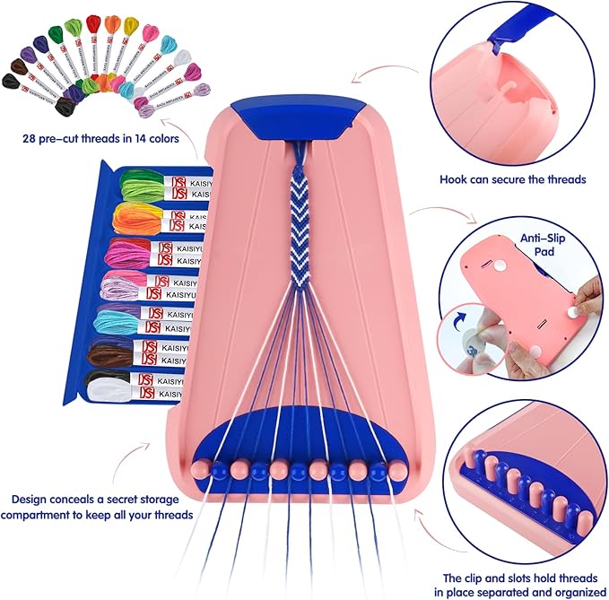 Arts and Crafts for Kids Ages 8-12,Friendship Bracelet Making Kit for Girl,Kids Jewelry Making Kit with 28 Pre-Cut Threads,Christmas Birthday Gifts for Ages 6 7 8 9 10 11 12 Year Old Dark Blue-CubbioJoy