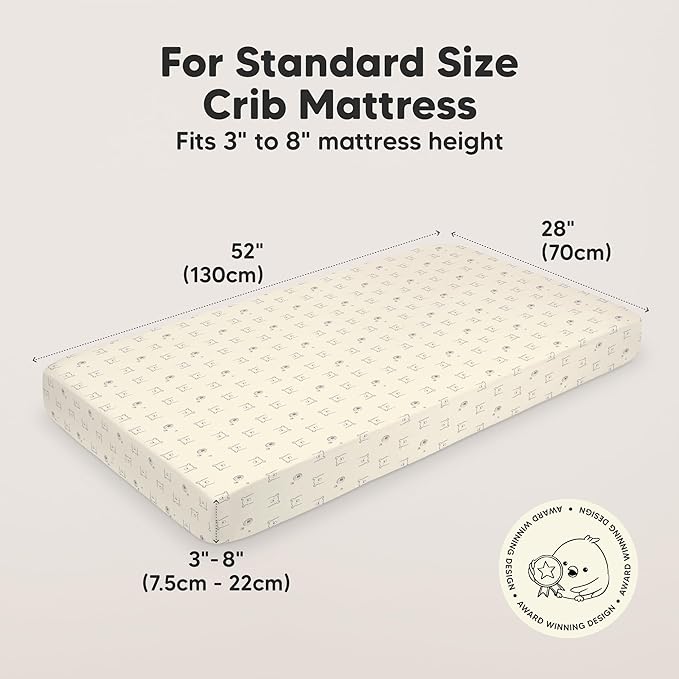 KeaBabies 2-Pack Organic Crib Sheets for Boys, Girls - 52x28 Fitted Crib Mattress Sheet Neutral, Breathable Jersey Cotton Cover for Baby Bed, Toddler Mattress, Soft & Cute Prints (Bumble Bear)-CubbioJoy