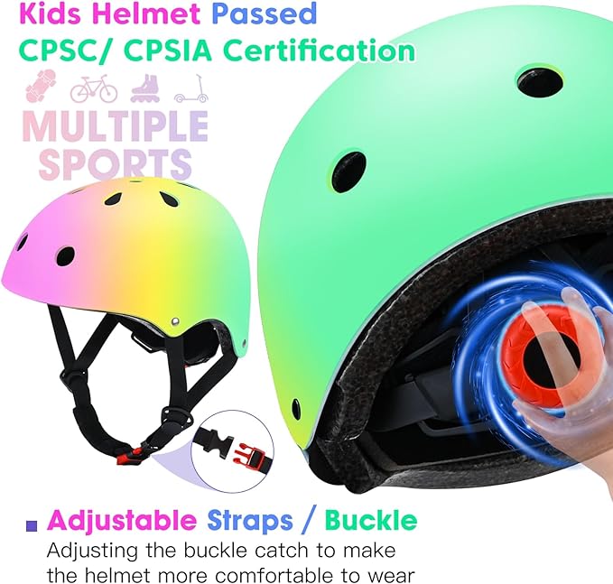 Color Gradient Adjustable Kids Bike Helmet Toddler Skateboard Helmets Boys Girls Child Ventilation Helmet for Multi-Sports Skating Cycling Scooter Balance-CubbioJoy