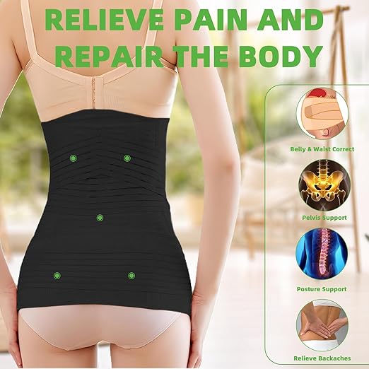 2 in 1 Postpartum Belly Band Wrap Black, C-Section Support Belt XX-Large, Post Partum Support Recovery Waist/Pelvis Belt, Hysterectomy Belly Band Binder Girdle Stomach-CubbioJoy