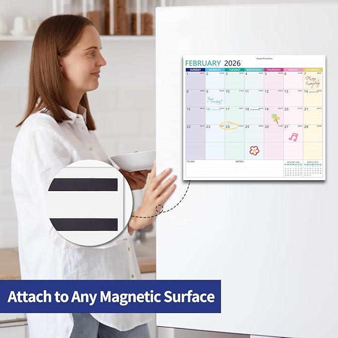 2025-2027 Magnetic Fridge Calendar 21 Monthly Magnetic Calendar for Refrigerator Planner Runs from October 2025 Until June 2027 Easy Organizing Markers Tearable (Multicolor)-CubbioJoy