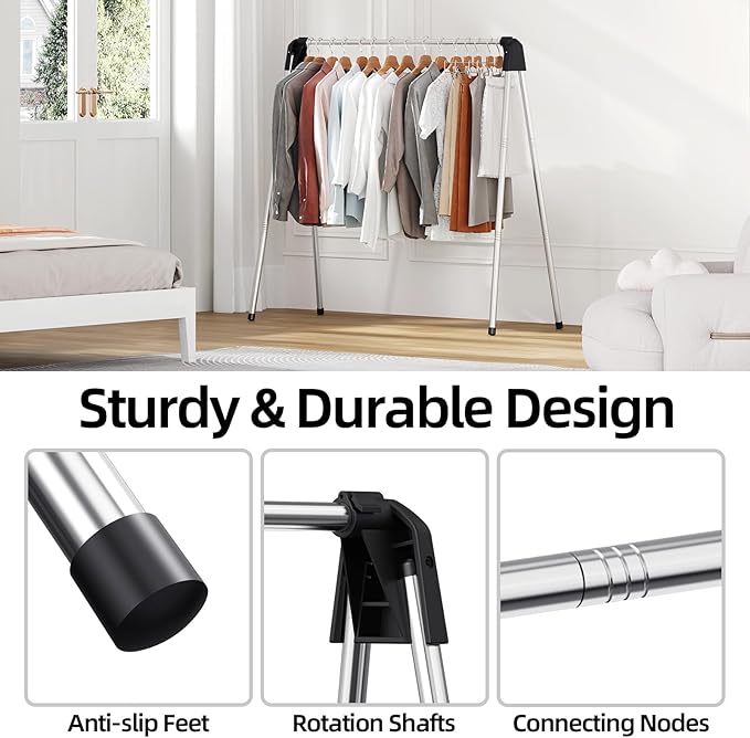 APEXCHASER Clothes Drying Rack Foldable, Stainless Steel Laundry Drying Rack Collapsible, Clothes Hanger for Sweater Baby Clothes Towel for Indoor & Outdoor, Portable Clothes Airer for Travel-CubbioJoy