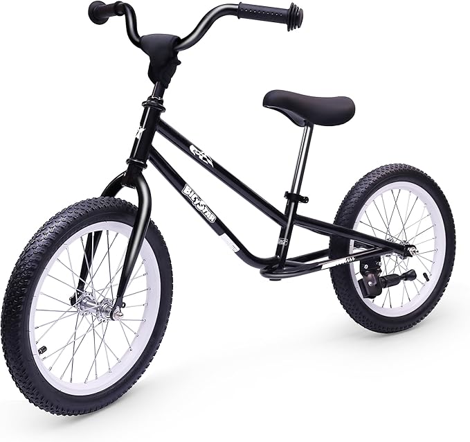 16 Inch Kids Balance Bike for 5-8 Year Old, BMX Kids Bike with No Pedals, Air Rubber Tires, Footrests, Adjustable Height for Big Kids, Boys, Girls-CubbioJoy