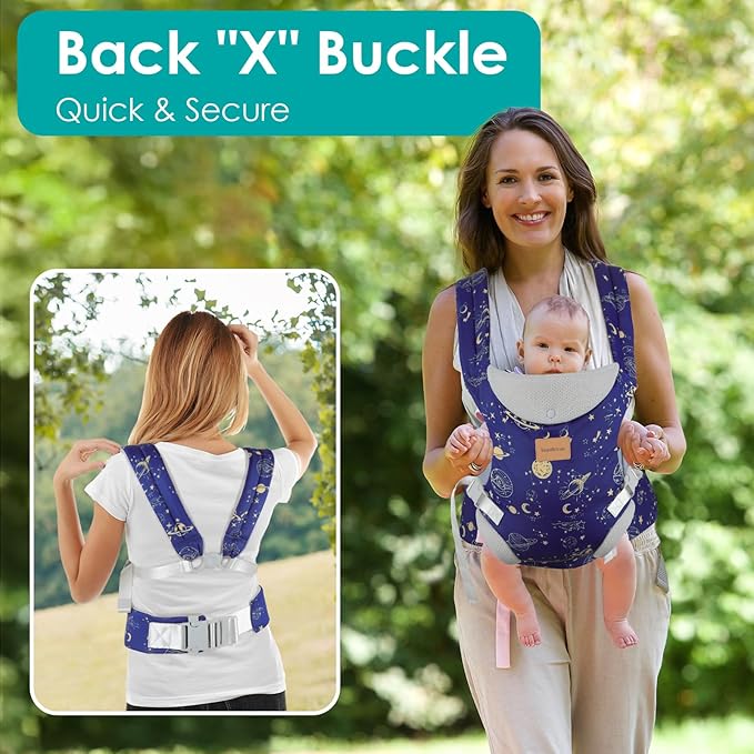 Baby Carrier Newborn to Toddler, Ergonomic Adjustable Toddler Carriers for 7-66 Lbs, Cozy Lightweight Infant Carrier with Neck Support, Baby Holder Carrier with Lumbar Support for Mom Dad-CubbioJoy
