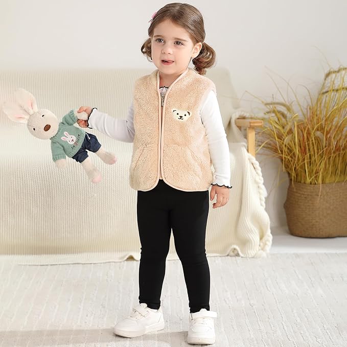 Baby Boys Girls Fleece Vest Zip Up Cute Bear Jackets Fuzzy Fall Winter Warm Clothes Newborn Outwear for Toddler Infant-CubbioJoy