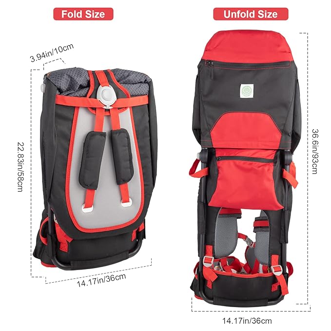 Baby Shoulder Carrier Baby Hiking Backpack Carrier with Rain Cover Sun Shade for Child Safe Backrest and Toddler Ergonomic Seat Holds 40 Pound for Children Between 6 Months-3 Years Old Babies-CubbioJoy