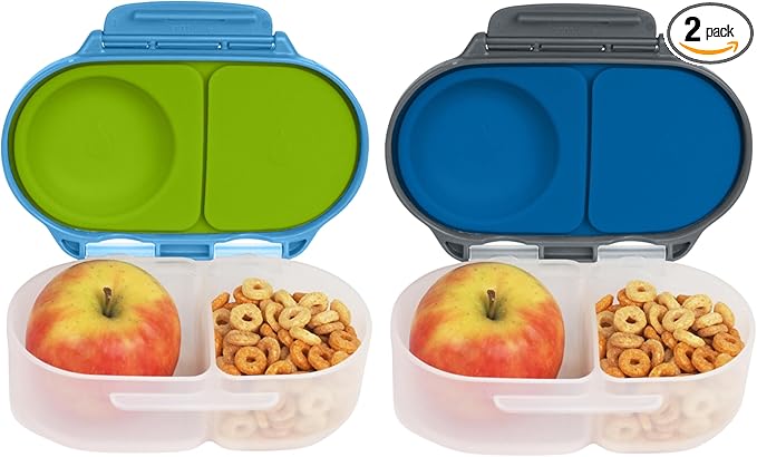 b.box Snack Box (2-pack) Reusable Snack Containers with Lids – Bento Box for Kids & Toddlers, Leakproof Lunch Box, BPA-Free and Dishwasher Safe Snack Container(O'Breeze + Blue Slate, 1 3/4 Cup)-CubbioJoy