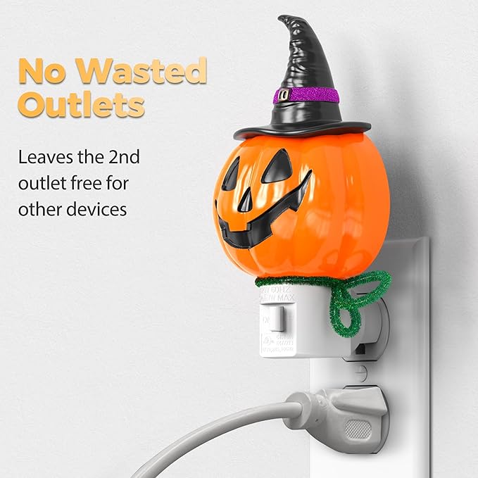 DORESshop Pumpkin Night Light, 3000K Night Lights Plug into Wall,Cute & Funny Halloween Decor Night Light for Kids,Plug in Nightlight with 360° Rotatable, Halloween Party Pumpkin Decor,2 Pack-CubbioJoy