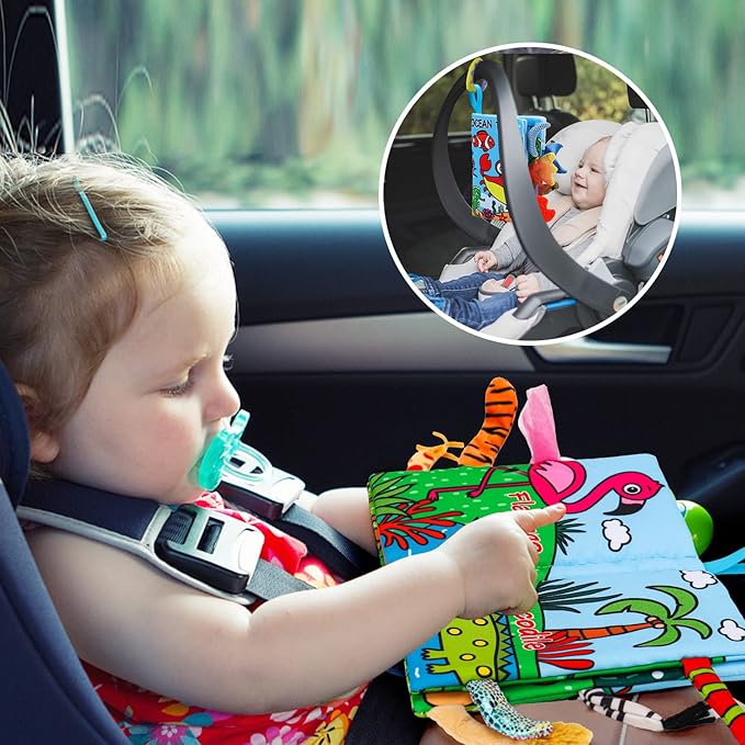 2PCS Baby Books 0-6 Months Tummy Time Infant Toys 0-3 Months High Contrast Baby Sensory Toys 3-6 6-12 Months Newborn Essentials Must Haves Crinkle Touch Feel Busy Soft Books for Babies Shower Gifts-CubbioJoy