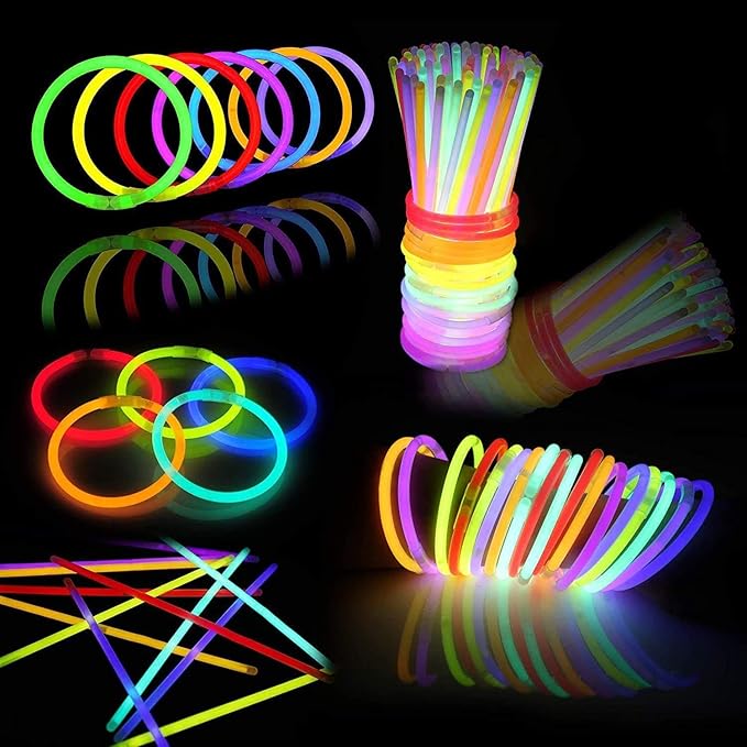 200 Pcs Glow Sticks Bulk Party Pack, 8'' Glow in the Dark Party Supplies, Glow in the Dark Light Up Sticks with Connectors, Party Favors for Birthday, Concert, Raves, Halloween, Christmas-CubbioJoy