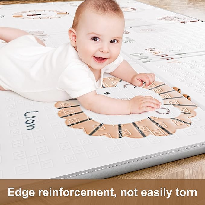 59x59 Baby Play Mat, Foldable Baby Mat for Floor Tummy Time and Crawling, Waterproof & Anti-Slip Reversible Portable for Toddler Infant-CubbioJoy