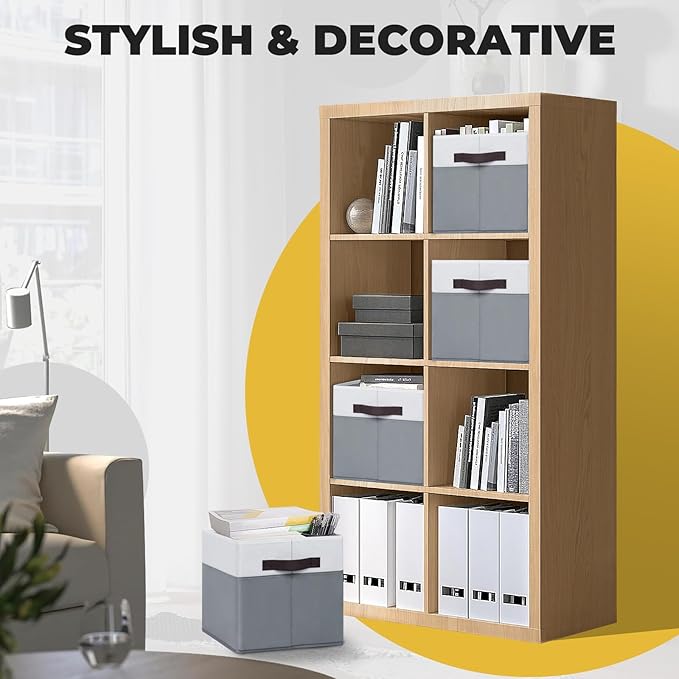 Criusia Large Storage Cubes -6 Set Closet Organizers Bins for Clothes -13 inch Fabric Storage Baskets for Shelves, Cube Organizer/ Toy Storage Organizer/ Dorm Room Essentials/ House warming Gift-CubbioJoy