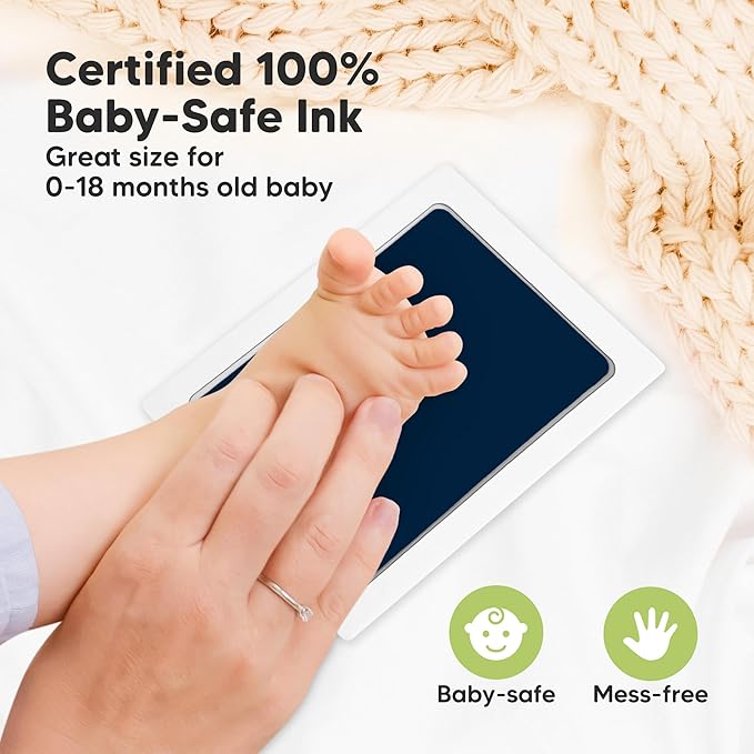 4-Pack Inkless Baby Hand and Footprint Kit - Mess Free Ink Pad for Newborn Keepsake, Dog Nose & Paw Print Kit, Clean Touch Ink Pad for Baby Hand & Footprints, Ideal New Mom Gifts (Midnights,L)-CubbioJoy