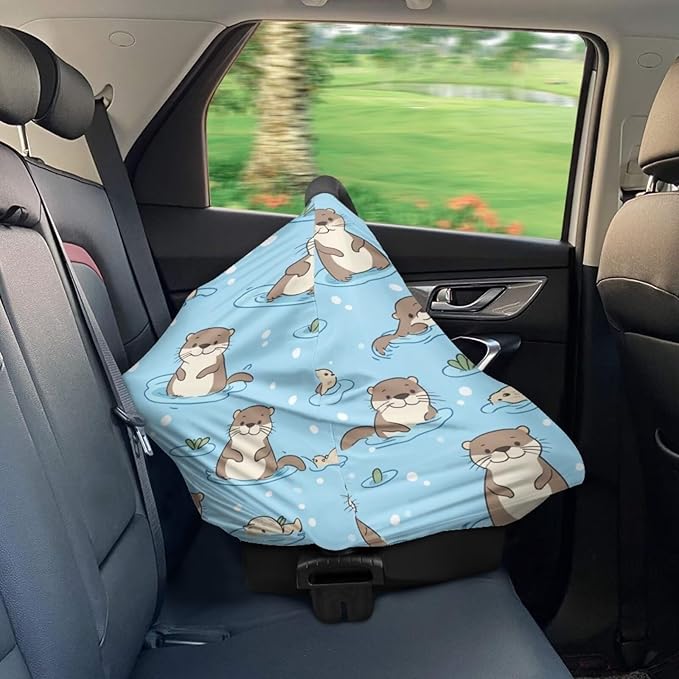 Binienty Cute Otter Nursing Cover Baby Car Seat Covers Soft Breathable Infant Carseat Canopy for Moms-CubbioJoy