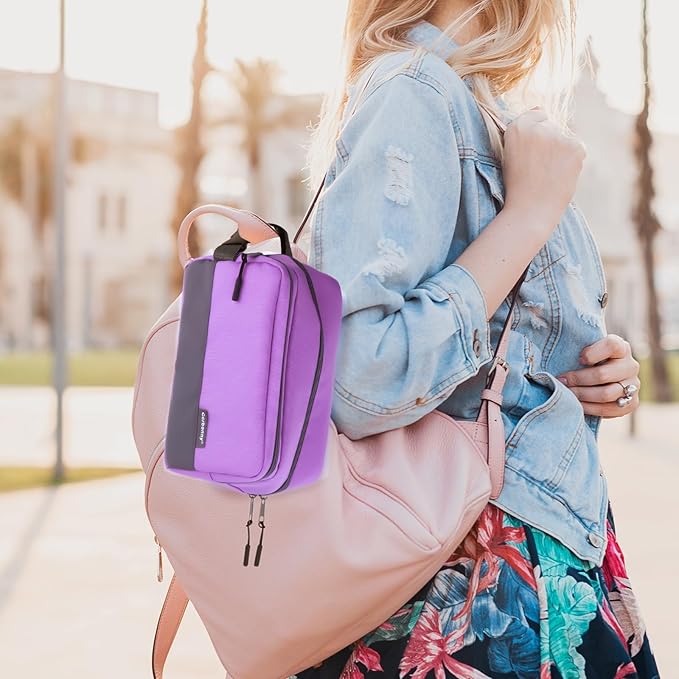 Cerbonny Small Cooler Bag Freezable Lunch Bag, Small Lunch Bag Insulated with Ice Pack, Double Layer Insulated Snack Bag for Work School Trip, Mini Cooler Bag Ideal for Fresh Snacks (Purple Double)-CubbioJoy