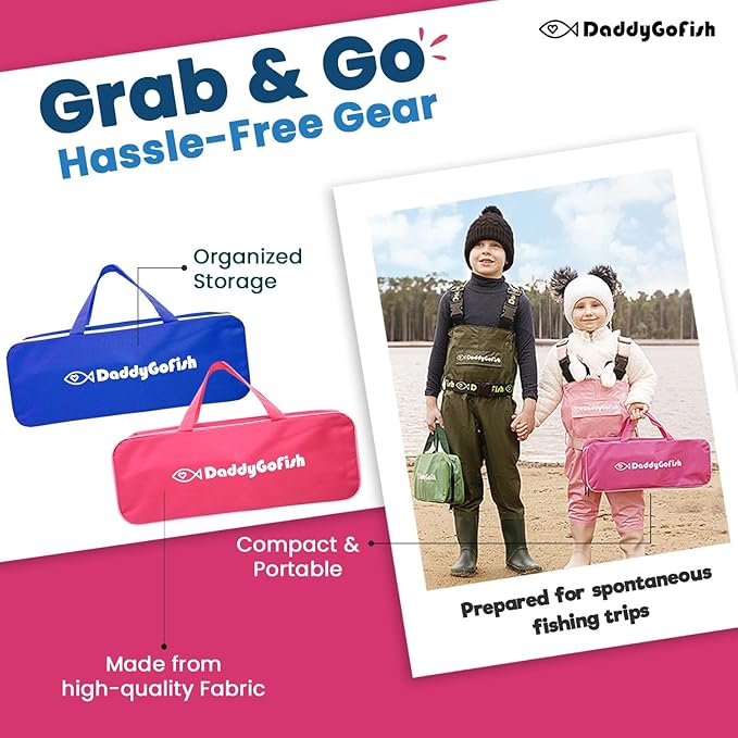 DaddyGoFish Kids Fishing Pole - Rod Reel Combo Tackle Box Starter Set - First Year Small Gear Kit for Boys Girls Toddler Youth Age Beginner Little Children-CubbioJoy