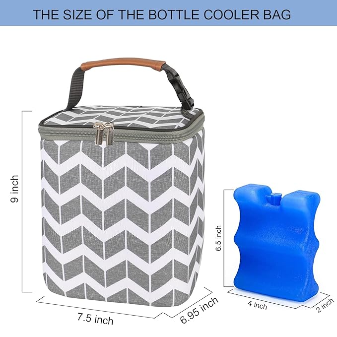 BreastMilk Cooler Bag with Ice Pack Fits 4 Baby Bottles Up to 9 Ounce, Large Baby Bottle Bag Fits for Nursing Mom Daycare-CubbioJoy