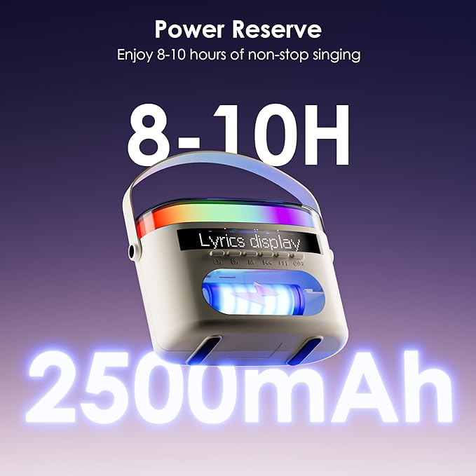 Karaoke Machine,Karaoke Machine with Lyrics Display,Portable Bluetooth 5.3 Karaoke Speaker with Upgraded Dual Speakers for Kids and Adults,with White Noise and Night Light Function-CubbioJoy