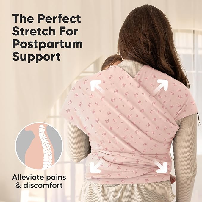 KeaBabies Baby Wrap Carrier - All in 1 Original Baby Carrier Newborn to Toddler Sling, Easy to Wear, Hands Free Bonding, Lightweight, Breathable Infant Wraps (Pink Daisies)-CubbioJoy