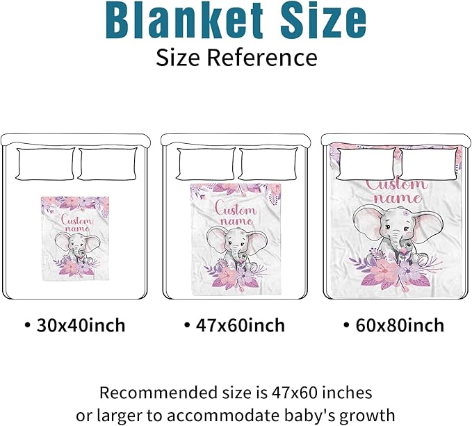 Custom Name Crib Bedding Set - Elephant Theme, Personalized Purple FlowerNursery Bedding 3-Piece Set– Soft Blanket, Fitted Sheet, Changing Pad Cover – for Newborns Girls Nursery Gifts-CubbioJoy