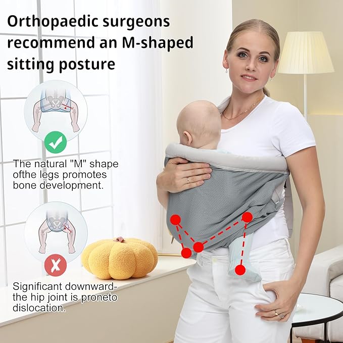 CUBY Mesh Baby Sling Carrier, Breathable Lightweight Baby Wraps Sling with Adjustable Strap- Easy to Wearing Soft Front Facing Baby Slings for Newborn Infant Toddler Carry Up to 40lbs(Gray Mesh)-CubbioJoy