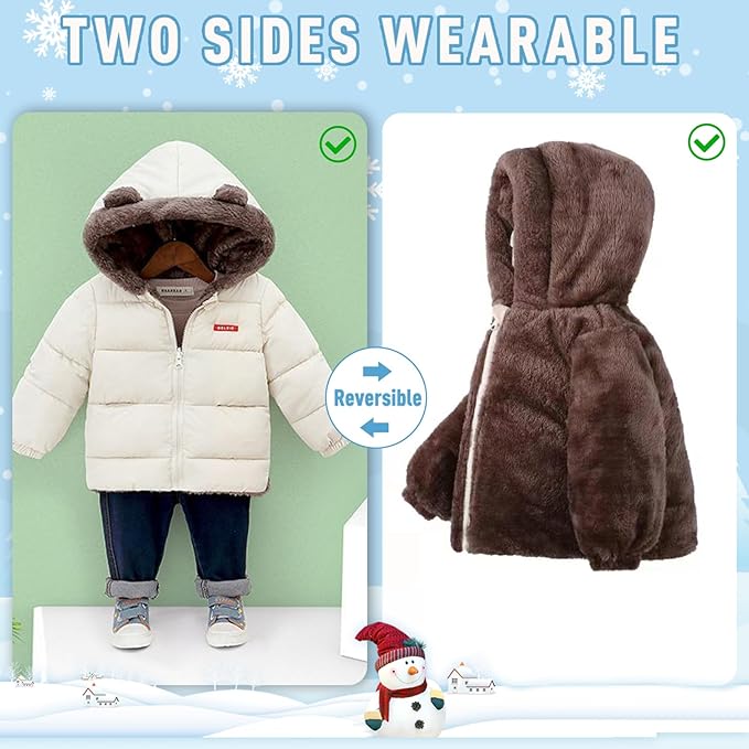 Infant Baby Winter Coat Bear Hooded Jacket Warm Fleece Snowsuit Windproof Outerwear for Toddler Boy Girl 9M-4T-CubbioJoy