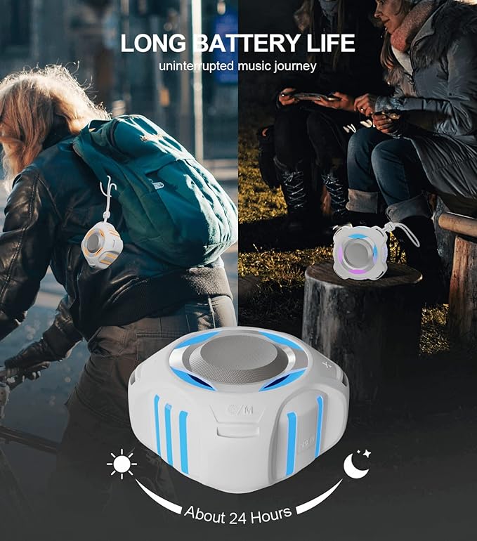 comiso Shower Bluetooth Speaker, IPX7 Waterproof Speaker with Multiple Light, Floating, Wireless Speakers with Punchy Bass and Loud HD Sound 2000mAh for Travel Beach Shower, Gift for Men, Women-CubbioJoy