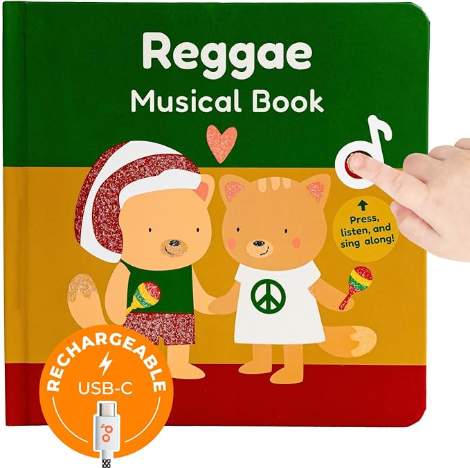 Cali's Books Reggae Musical Book for Toddlers 1-3 with Favorite Bob Marley Songs. Sound Book for Toddlers 1-3 for Kids-CubbioJoy