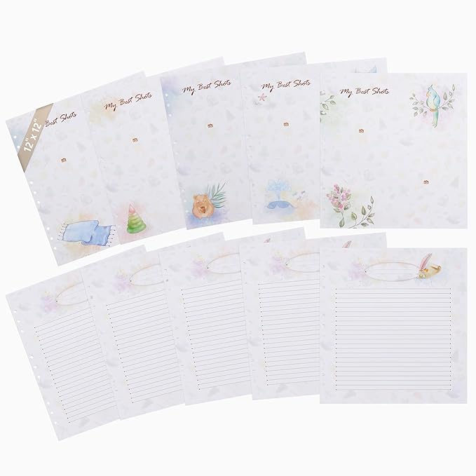 Baby Memory Book Extra Pages for Photos and Notes – Baby Book “Choose Joy” | 10 Additional Paper Sheets for Loose-Leaf Baby Keepsake Photo Album for Newborn Girls Boys | Refill Paper Set-CubbioJoy