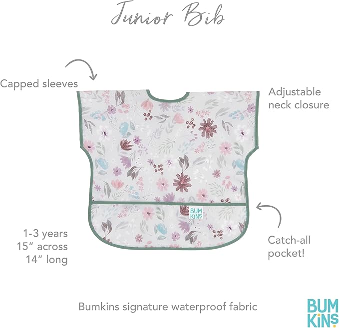 Bumkins Bibs - Toddler Bibs, Waterproof, Large for 1-3 Years, Short Sleeve-CubbioJoy