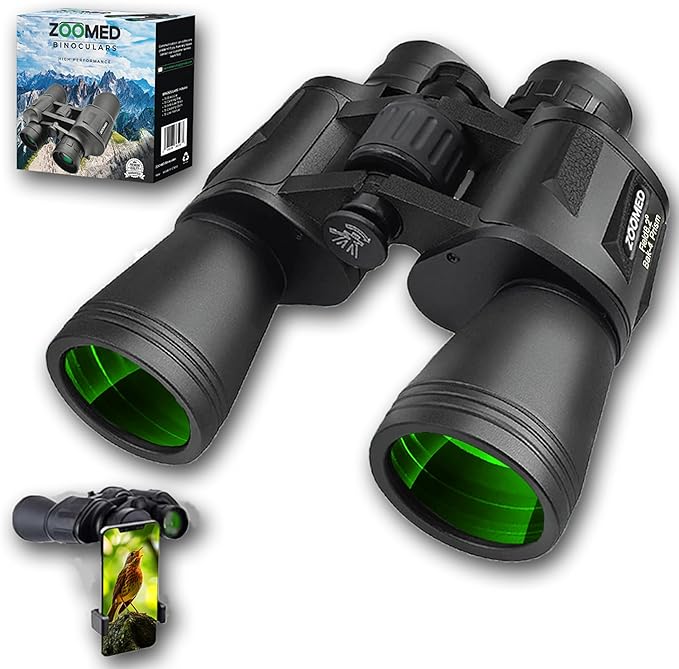 Binoculars with Smart Phone Bracket Adapter, Militar, 20x50, Adults, Bird Watching, High Power Waterproof with Low Light Night Vision for Hunting, Travel, Games, Carrying Case Strap.-CubbioJoy