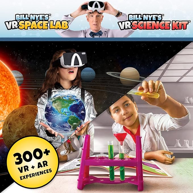 Bill Nye's VR Science Kit and VR Space Lab - Virtual Reality Kids Science Kit, Book and Interactive STEM Learning Activity Set (2 in 1 Combo Pack) - for Ages 8 and Up [Packing May Vary]-CubbioJoy