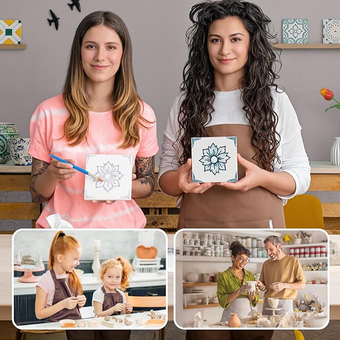 Air Dry Clay for Adults - Pottery kit for Beginne,Air Dry Clay w/Air Dy Clay Tools,White Dry Clay,Sculpting Tools, Gloss Varnish,DIY Plate Making Kit for Arts & Crafts,Christmas Gift-CubbioJoy