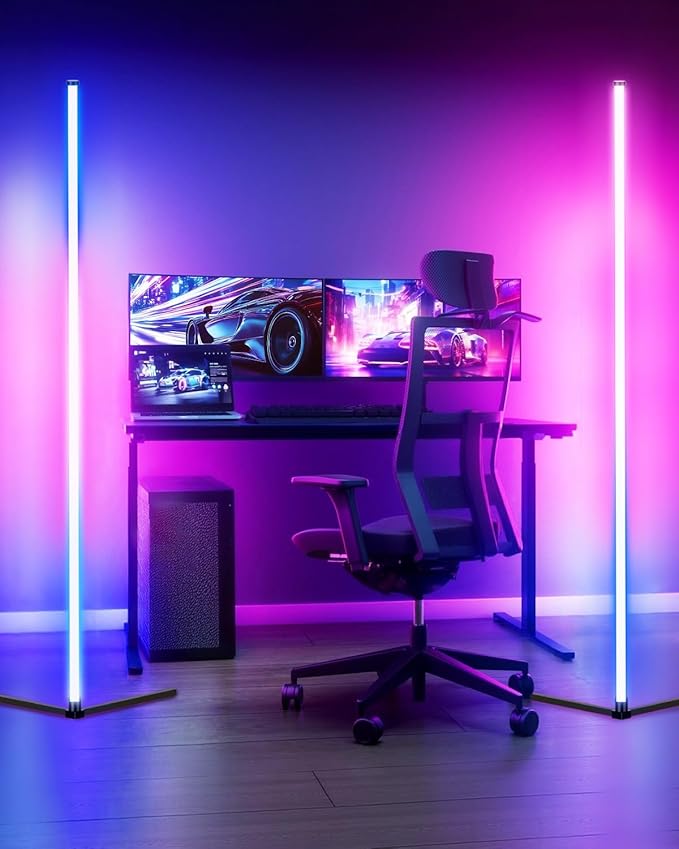 Corner Floor Lamp,RGB LED Corner Lamp with Smart APP Control Remote Control Color Changing Ambience Light with 16 Million DIY Color Changing for Bedroom Living Room and Game Room-CubbioJoy