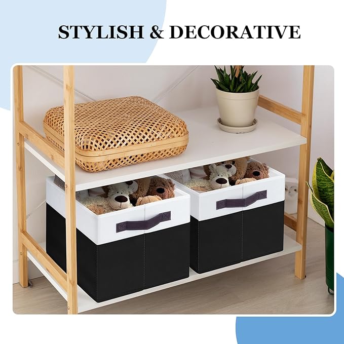 Criusia 8 Pack Large Storage Baskets for Room Organization, Multi-Purpose Bins for Closet, Shelves, Kitchen, Office, Decorative Fabric Foldable Storage Boxes with Handles (14L*10W*9.5H)-CubbioJoy