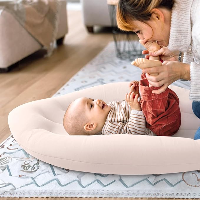Baby Lounger for Newborn: Skin-Friendly & Breathable for 0-12 Months Infant Tummy Time Playtime & Diaper Changes - Portable & Lightweight Cushion for New Parents-CubbioJoy