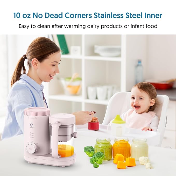 Baby Food Maker Bellababy Baby Food Processor, Puree Blender Steamer with Reversible Steam Basket, One Button Easy Operation & Large Opening for Easy Cleaning-CubbioJoy